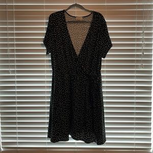 Derek Heart black and white polka dot faux wrap mini dress